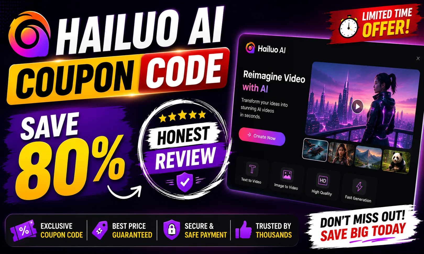 Hailuo AI Coupon Code Save 80%