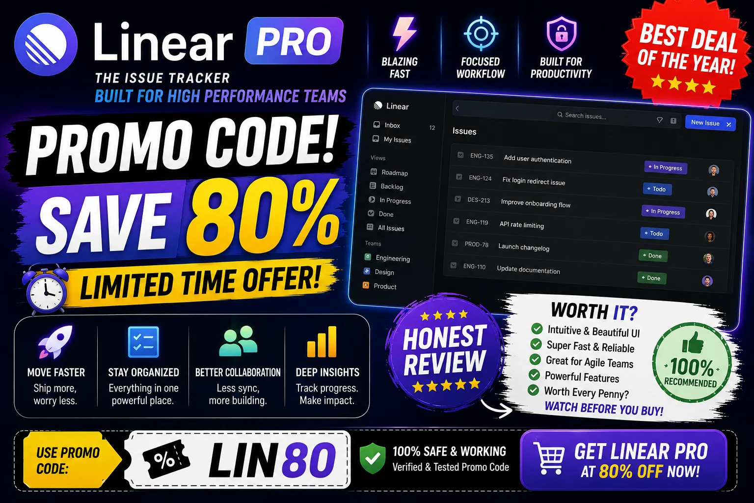 Linear Pro Promo Code: Save 80% + Honest Review Worth It?