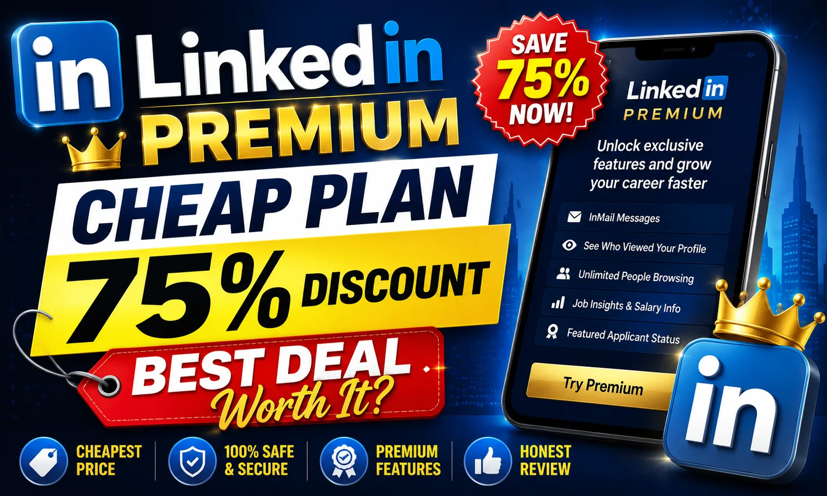 LinkedIn Premium Cheap Plan 75% Discount