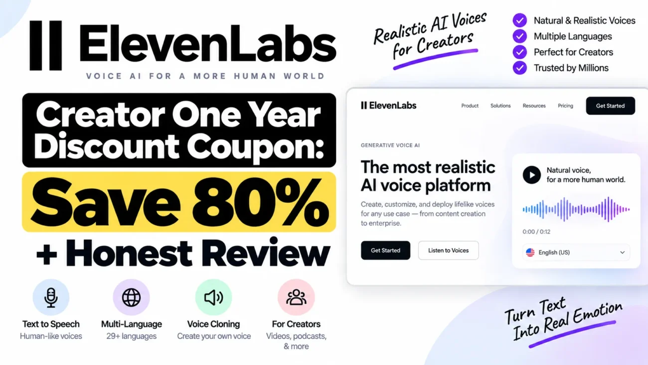 ElevenLabs Creator One Year Discount Coupon