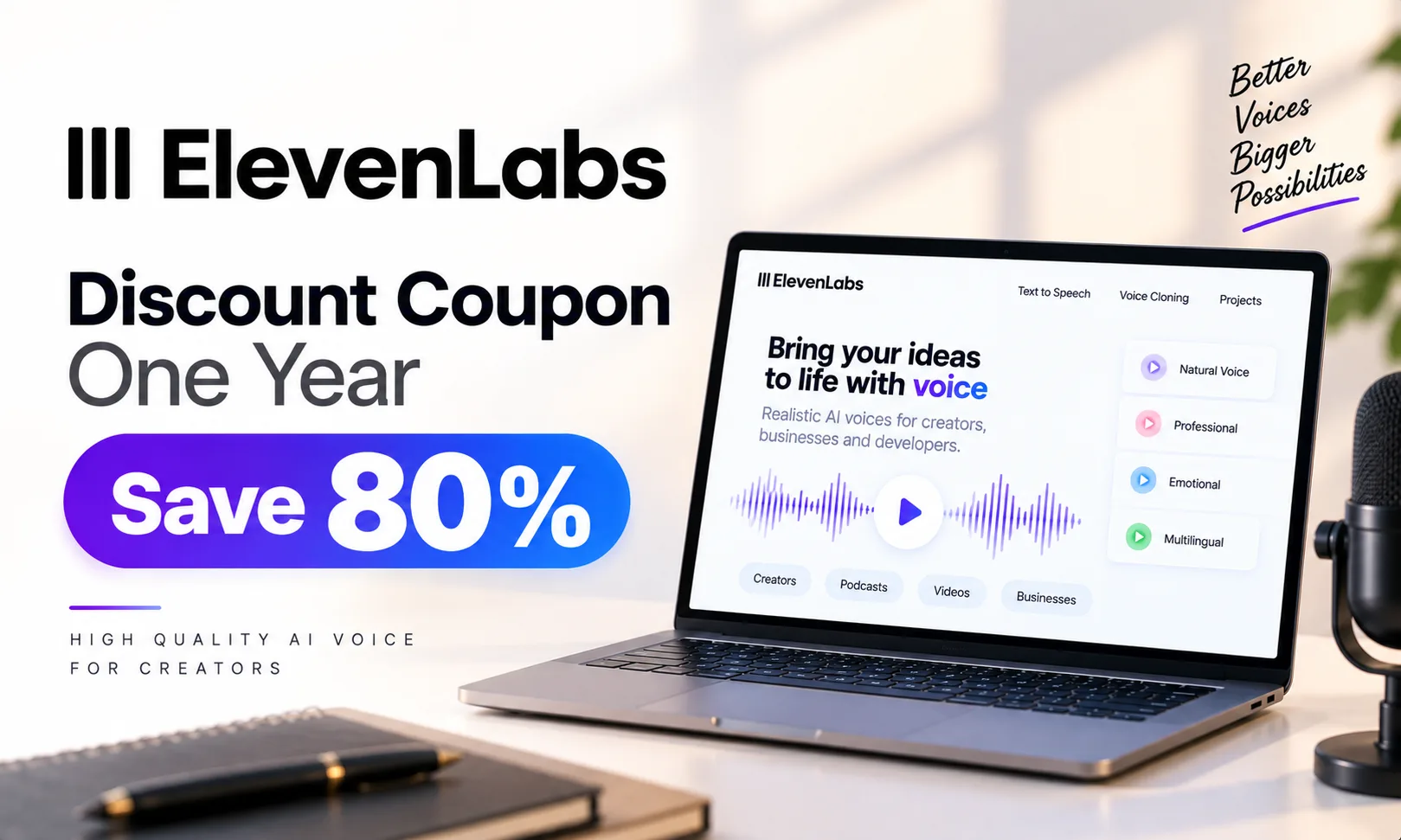 ElevenLabs Discount Coupon One Year